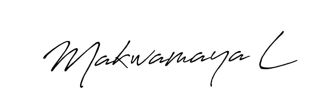 How to make Makwamaya L name signature. Use Antro_Vectra_Bolder style for creating short signs online. This is the latest handwritten sign. Makwamaya L signature style 7 images and pictures png