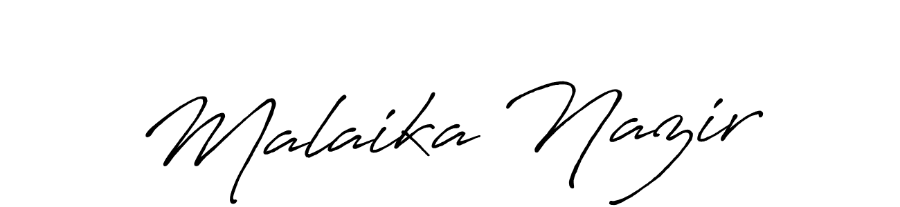 Use a signature maker to create a handwritten signature online. With this signature software, you can design (Antro_Vectra_Bolder) your own signature for name Malaika Nazir. Malaika Nazir signature style 7 images and pictures png