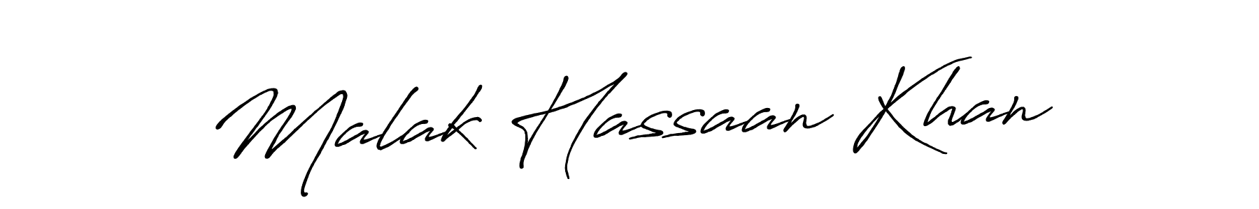 Also we have Malak Hassaan Khan name is the best signature style. Create professional handwritten signature collection using Antro_Vectra_Bolder autograph style. Malak Hassaan Khan signature style 7 images and pictures png