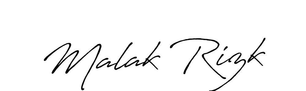 How to make Malak Rizk name signature. Use Antro_Vectra_Bolder style for creating short signs online. This is the latest handwritten sign. Malak Rizk signature style 7 images and pictures png