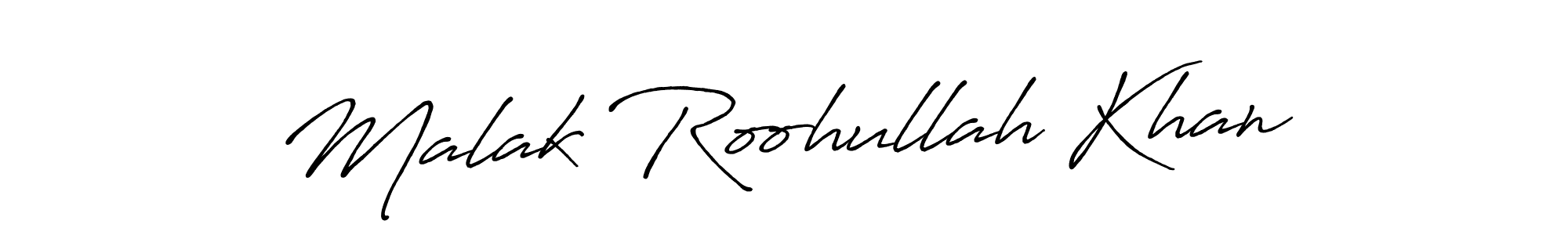 Design your own signature with our free online signature maker. With this signature software, you can create a handwritten (Antro_Vectra_Bolder) signature for name Malak Roohullah Khan. Malak Roohullah Khan signature style 7 images and pictures png