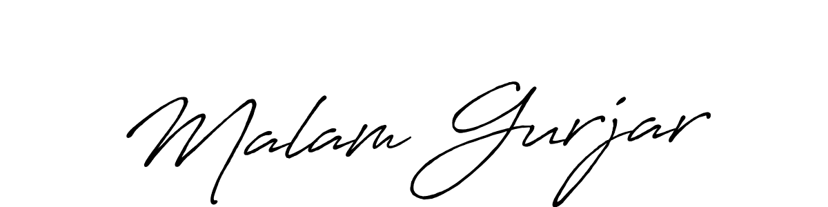 Make a beautiful signature design for name Malam Gurjar. With this signature (Antro_Vectra_Bolder) style, you can create a handwritten signature for free. Malam Gurjar signature style 7 images and pictures png