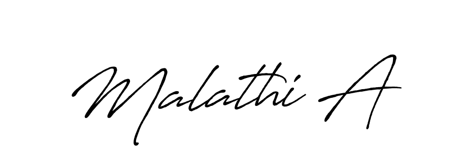 The best way (Antro_Vectra_Bolder) to make a short signature is to pick only two or three words in your name. The name Malathi A include a total of six letters. For converting this name. Malathi A signature style 7 images and pictures png