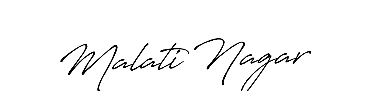 How to make Malati Nagar name signature. Use Antro_Vectra_Bolder style for creating short signs online. This is the latest handwritten sign. Malati Nagar signature style 7 images and pictures png