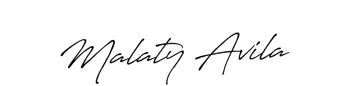 Create a beautiful signature design for name Malaty Avila. With this signature (Antro_Vectra_Bolder) fonts, you can make a handwritten signature for free. Malaty Avila signature style 7 images and pictures png