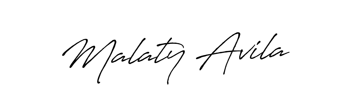 Make a beautiful signature design for name Malaty Avila. With this signature (Antro_Vectra_Bolder) style, you can create a handwritten signature for free. Malaty Avila signature style 7 images and pictures png