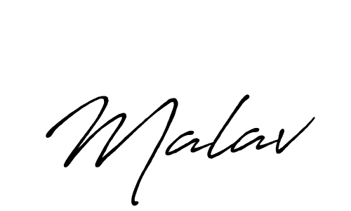 Use a signature maker to create a handwritten signature online. With this signature software, you can design (Antro_Vectra_Bolder) your own signature for name Malav. Malav signature style 7 images and pictures png