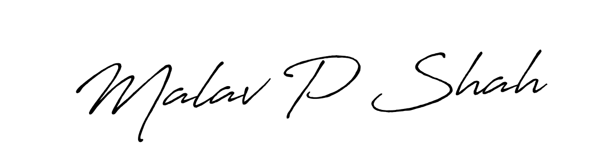 Create a beautiful signature design for name Malav P Shah. With this signature (Antro_Vectra_Bolder) fonts, you can make a handwritten signature for free. Malav P Shah signature style 7 images and pictures png