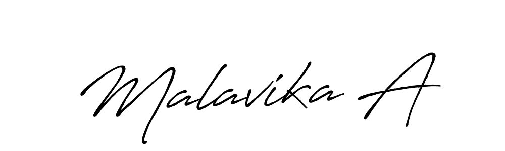Make a beautiful signature design for name Malavika A. With this signature (Antro_Vectra_Bolder) style, you can create a handwritten signature for free. Malavika A signature style 7 images and pictures png