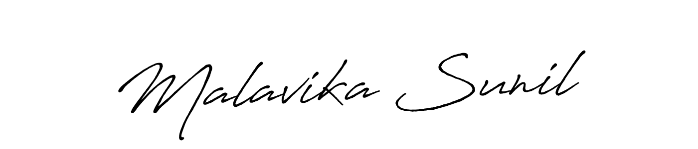 Make a beautiful signature design for name Malavika Sunil. With this signature (Antro_Vectra_Bolder) style, you can create a handwritten signature for free. Malavika Sunil signature style 7 images and pictures png