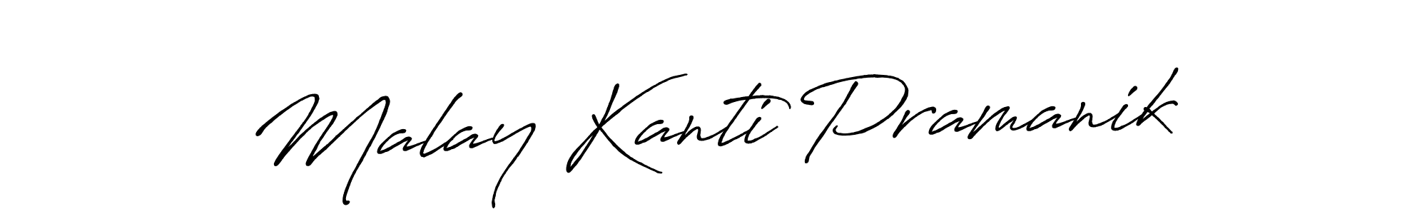 How to make Malay Kanti Pramanik name signature. Use Antro_Vectra_Bolder style for creating short signs online. This is the latest handwritten sign. Malay Kanti Pramanik signature style 7 images and pictures png