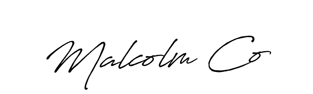 How to make Malcolm Co name signature. Use Antro_Vectra_Bolder style for creating short signs online. This is the latest handwritten sign. Malcolm Co signature style 7 images and pictures png
