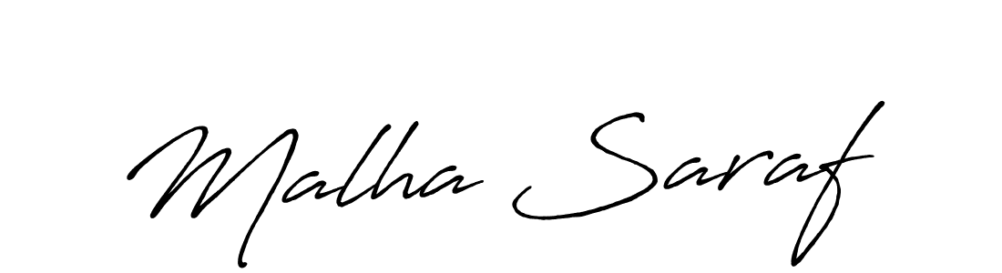 Create a beautiful signature design for name Malha Saraf. With this signature (Antro_Vectra_Bolder) fonts, you can make a handwritten signature for free. Malha Saraf signature style 7 images and pictures png