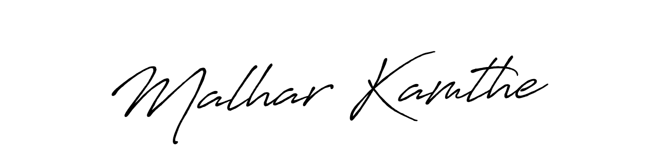 Make a beautiful signature design for name Malhar Kamthe. With this signature (Antro_Vectra_Bolder) style, you can create a handwritten signature for free. Malhar Kamthe signature style 7 images and pictures png