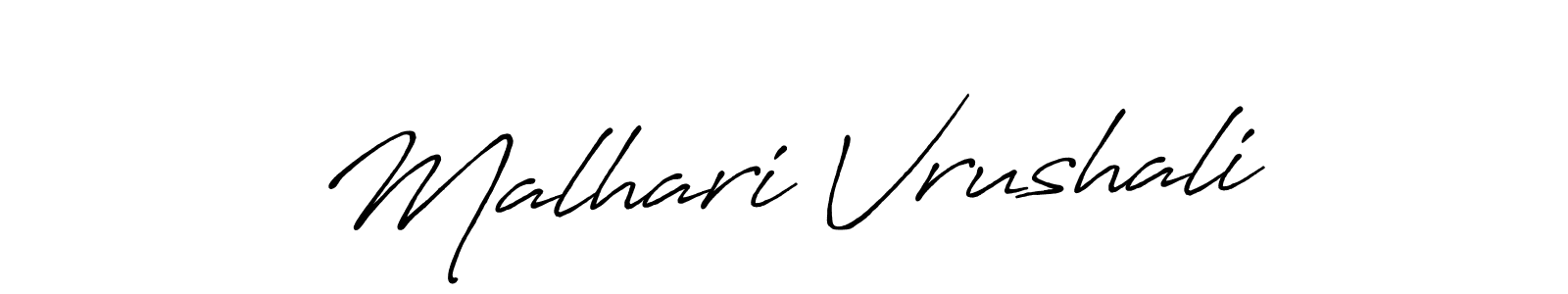 Make a beautiful signature design for name Malhari Vrushali. With this signature (Antro_Vectra_Bolder) style, you can create a handwritten signature for free. Malhari Vrushali signature style 7 images and pictures png