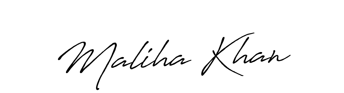 Make a beautiful signature design for name Maliha Khan. With this signature (Antro_Vectra_Bolder) style, you can create a handwritten signature for free. Maliha Khan signature style 7 images and pictures png