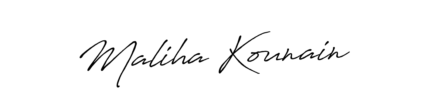 How to make Maliha Kounain signature? Antro_Vectra_Bolder is a professional autograph style. Create handwritten signature for Maliha Kounain name. Maliha Kounain signature style 7 images and pictures png