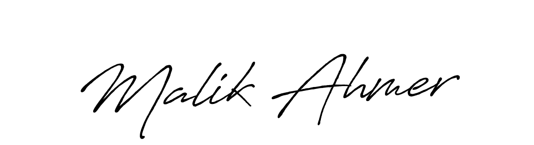 How to make Malik Ahmer name signature. Use Antro_Vectra_Bolder style for creating short signs online. This is the latest handwritten sign. Malik Ahmer signature style 7 images and pictures png