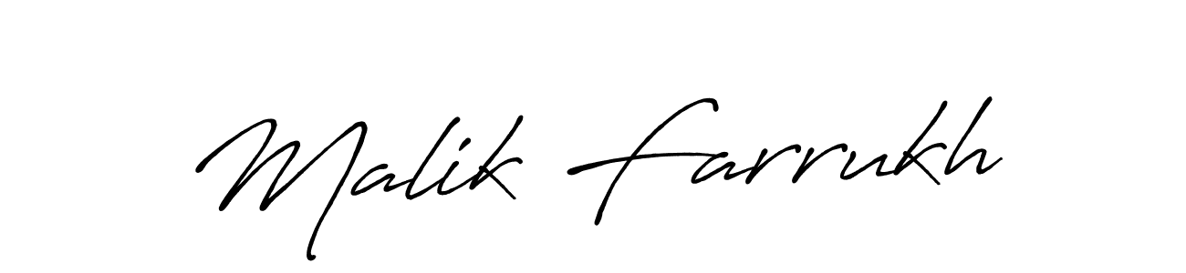 Create a beautiful signature design for name Malik Farrukh. With this signature (Antro_Vectra_Bolder) fonts, you can make a handwritten signature for free. Malik Farrukh signature style 7 images and pictures png