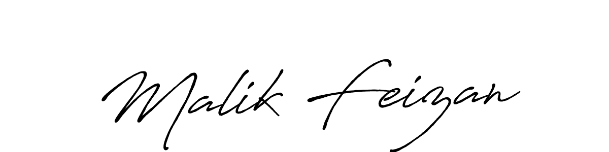 Create a beautiful signature design for name Malik Feizan. With this signature (Antro_Vectra_Bolder) fonts, you can make a handwritten signature for free. Malik Feizan signature style 7 images and pictures png