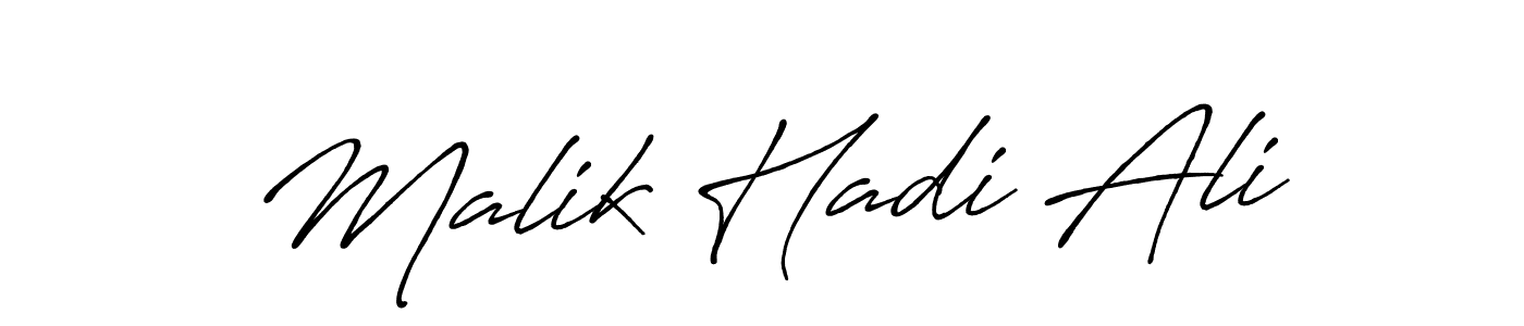 Create a beautiful signature design for name Malik Hadi Ali. With this signature (Antro_Vectra_Bolder) fonts, you can make a handwritten signature for free. Malik Hadi Ali signature style 7 images and pictures png