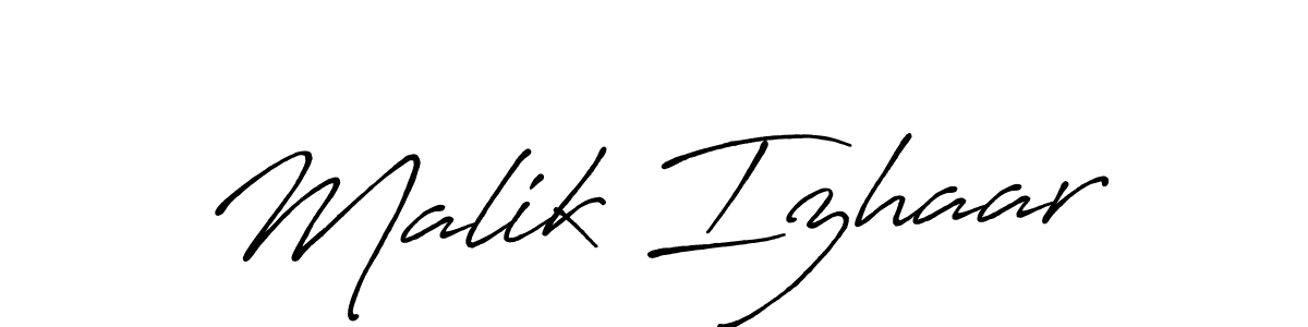 Make a beautiful signature design for name Malik Izhaar. With this signature (Antro_Vectra_Bolder) style, you can create a handwritten signature for free. Malik Izhaar signature style 7 images and pictures png