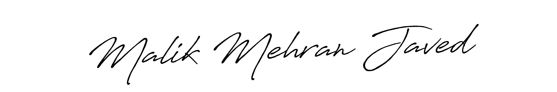 Create a beautiful signature design for name Malik Mehran Javed. With this signature (Antro_Vectra_Bolder) fonts, you can make a handwritten signature for free. Malik Mehran Javed signature style 7 images and pictures png