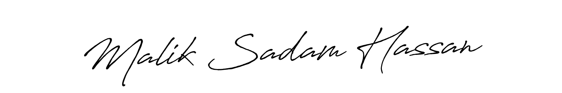 Design your own signature with our free online signature maker. With this signature software, you can create a handwritten (Antro_Vectra_Bolder) signature for name Malik Sadam Hassan. Malik Sadam Hassan signature style 7 images and pictures png