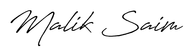 Explore multiple handwriting variations for Malik Saim including this stunning Antro_Vectra_Bolder design. Free to use across all platforms. Malik Saim signature style 7 images and pictures png