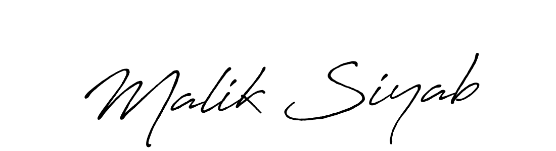 Design your own signature with our free online signature maker. With this signature software, you can create a handwritten (Antro_Vectra_Bolder) signature for name Malik Siyab. Malik Siyab signature style 7 images and pictures png