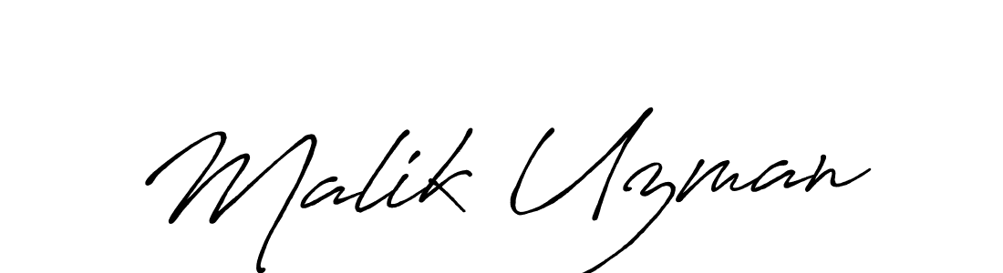 How to make Malik Uzman name signature. Use Antro_Vectra_Bolder style for creating short signs online. This is the latest handwritten sign. Malik Uzman signature style 7 images and pictures png