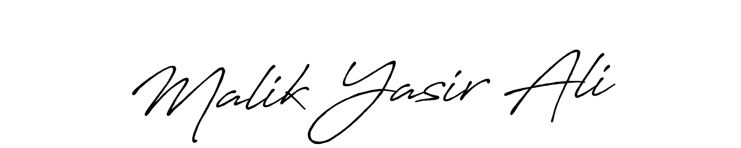 Make a beautiful signature design for name Malik Yasir Ali. With this signature (Antro_Vectra_Bolder) style, you can create a handwritten signature for free. Malik Yasir Ali signature style 7 images and pictures png