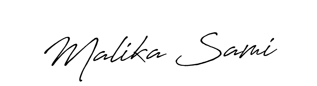 Use a signature maker to create a handwritten signature online. With this signature software, you can design (Antro_Vectra_Bolder) your own signature for name Malika Sami. Malika Sami signature style 7 images and pictures png
