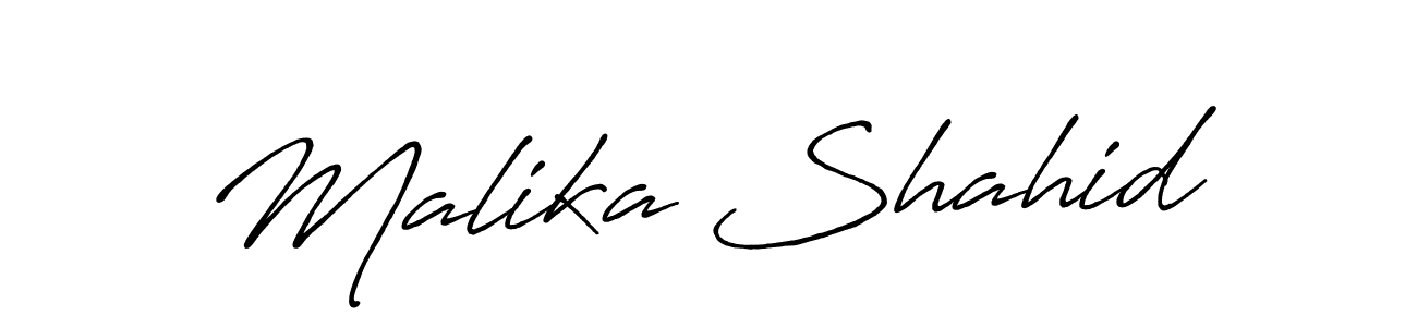 Make a beautiful signature design for name Malika Shahid. With this signature (Antro_Vectra_Bolder) style, you can create a handwritten signature for free. Malika Shahid signature style 7 images and pictures png