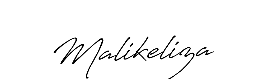 Use a signature maker to create a handwritten signature online. With this signature software, you can design (Antro_Vectra_Bolder) your own signature for name Malikeliza. Malikeliza signature style 7 images and pictures png