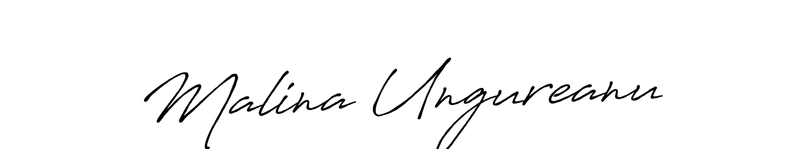 How to make Malina Ungureanu name signature. Use Antro_Vectra_Bolder style for creating short signs online. This is the latest handwritten sign. Malina Ungureanu signature style 7 images and pictures png