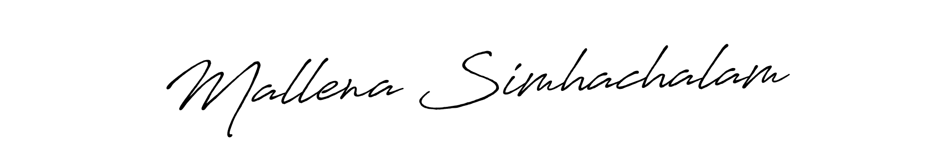 Create a beautiful signature design for name Mallena Simhachalam. With this signature (Antro_Vectra_Bolder) fonts, you can make a handwritten signature for free. Mallena Simhachalam signature style 7 images and pictures png