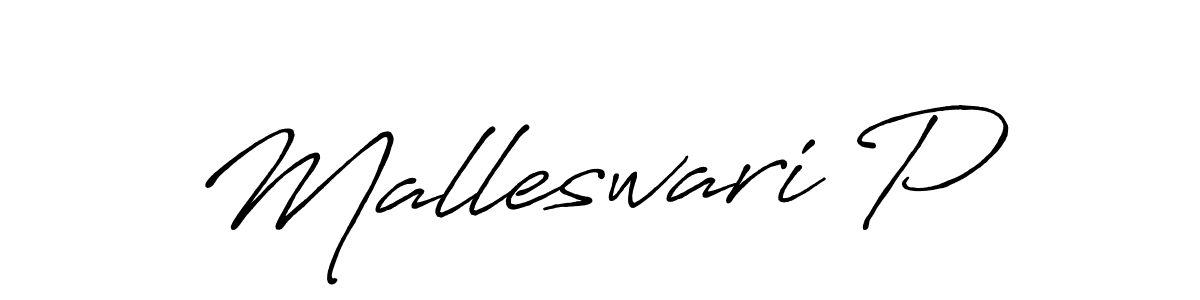 Make a beautiful signature design for name Malleswari P. With this signature (Antro_Vectra_Bolder) style, you can create a handwritten signature for free. Malleswari P signature style 7 images and pictures png