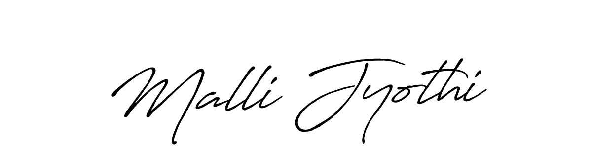 Use a signature maker to create a handwritten signature online. With this signature software, you can design (Antro_Vectra_Bolder) your own signature for name Malli Jyothi. Malli Jyothi signature style 7 images and pictures png