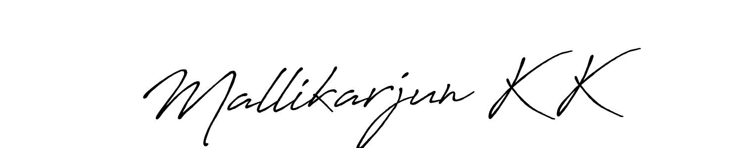 Create a beautiful signature design for name Mallikarjun K K. With this signature (Antro_Vectra_Bolder) fonts, you can make a handwritten signature for free. Mallikarjun K K signature style 7 images and pictures png