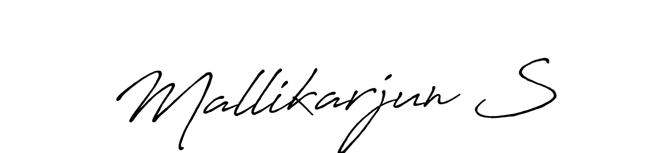 The best way (Antro_Vectra_Bolder) to make a short signature is to pick only two or three words in your name. The name Mallikarjun S include a total of six letters. For converting this name. Mallikarjun S signature style 7 images and pictures png