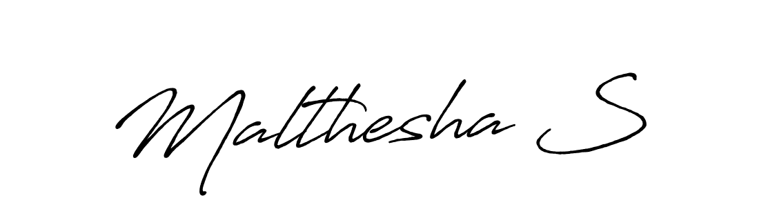 Use a signature maker to create a handwritten signature online. With this signature software, you can design (Antro_Vectra_Bolder) your own signature for name Malthesha S. Malthesha S signature style 7 images and pictures png