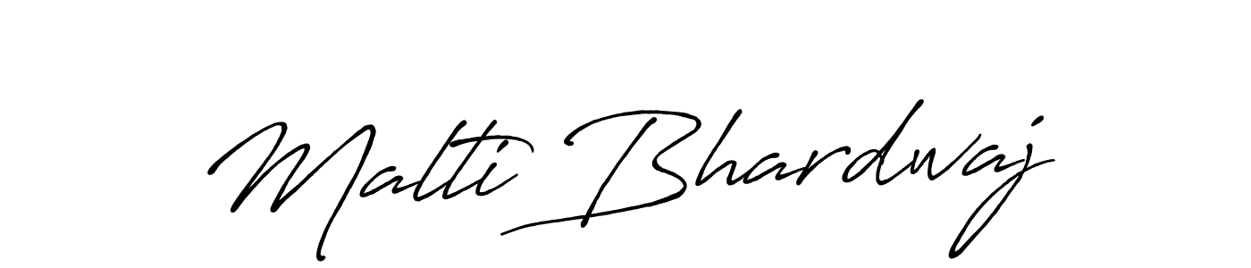 How to make Malti Bhardwaj signature? Antro_Vectra_Bolder is a professional autograph style. Create handwritten signature for Malti Bhardwaj name. Malti Bhardwaj signature style 7 images and pictures png