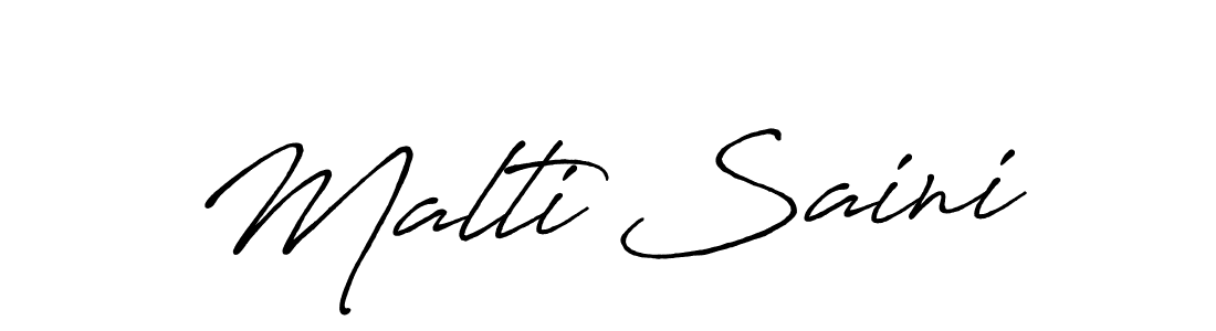 You can use this online signature creator to create a handwritten signature for the name Malti Saini. This is the best online autograph maker. Malti Saini signature style 7 images and pictures png