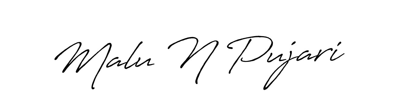 Make a beautiful signature design for name Malu N Pujari. With this signature (Antro_Vectra_Bolder) style, you can create a handwritten signature for free. Malu N Pujari signature style 7 images and pictures png