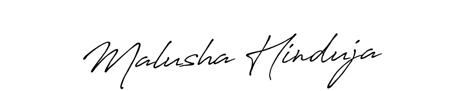 Create a beautiful signature design for name Malusha Hinduja. With this signature (Antro_Vectra_Bolder) fonts, you can make a handwritten signature for free. Malusha Hinduja signature style 7 images and pictures png