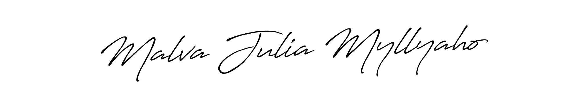 Antro_Vectra_Bolder is a professional signature style that is perfect for those who want to add a touch of class to their signature. It is also a great choice for those who want to make their signature more unique. Get Malva Julia Myllyaho name to fancy signature for free. Malva Julia Myllyaho signature style 7 images and pictures png