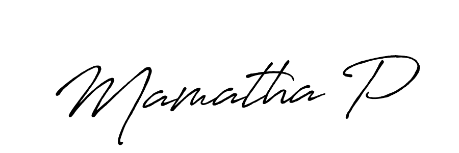 You should practise on your own different ways (Antro_Vectra_Bolder) to write your name (Mamatha P) in signature. don't let someone else do it for you. Mamatha P signature style 7 images and pictures png