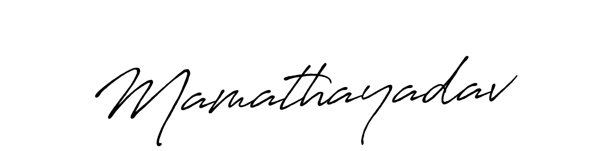 How to make Mamathayadav name signature. Use Antro_Vectra_Bolder style for creating short signs online. This is the latest handwritten sign. Mamathayadav signature style 7 images and pictures png