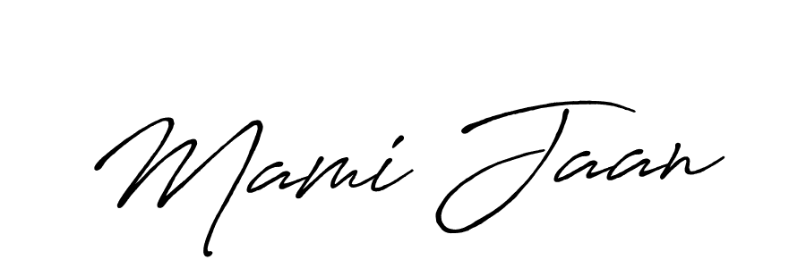 Make a beautiful signature design for name Mami Jaan. With this signature (Antro_Vectra_Bolder) style, you can create a handwritten signature for free. Mami Jaan signature style 7 images and pictures png